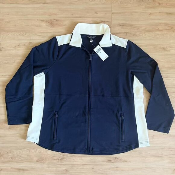 LRL Ralph Lauren Womens Black Full Zip Mock Neck Jacket Sweatshirt Size 3X - Picture 1 of 11